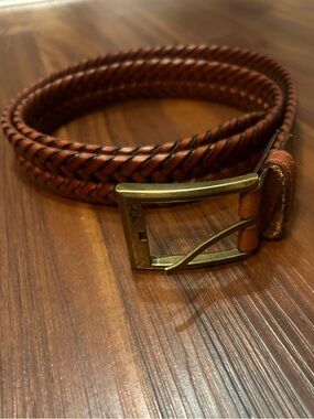 Dockers Men’s Leather Braided Belt Brown Gold Size 38-40